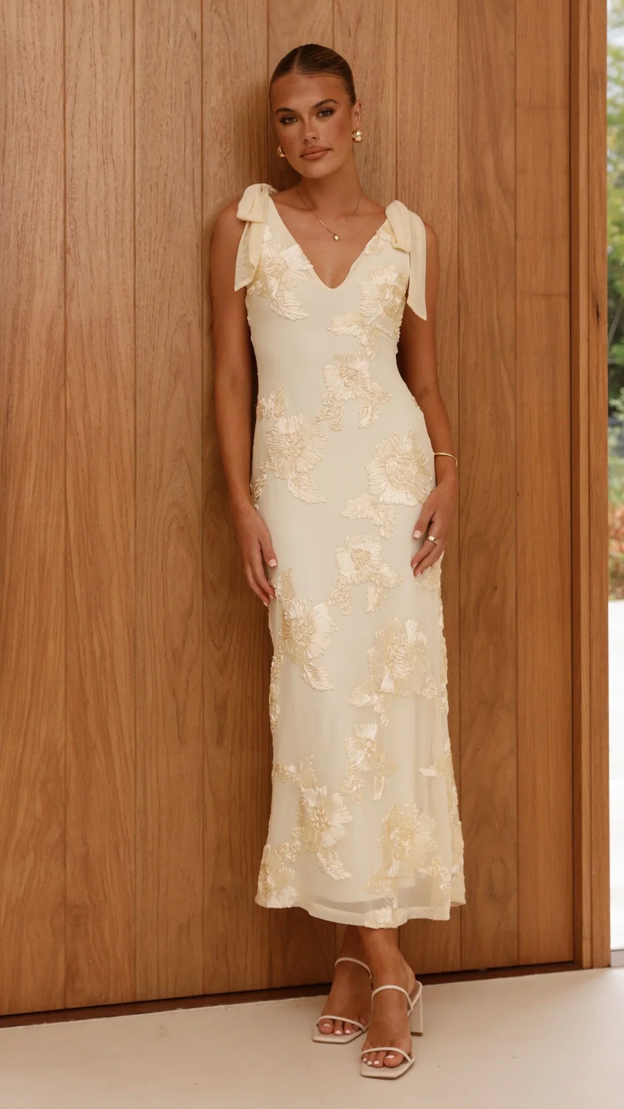Usha Tie Strap Maxi Dress Yellow