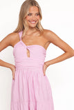 Vinny One Shoulder Maxi Dress Pink