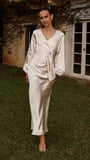 Ivy Long Sleeve Tie Front Maxi Dress Champagne