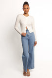 Searie Ribbed Cardigan Top Cream