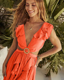 Soleil Cutout Ruffle Maxi Dress