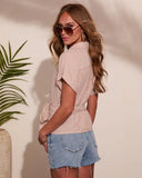 Andreah Striped Wrap Tie Top
