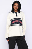 Meeting Friends Long Sleeve Rugby Shirt Cream
