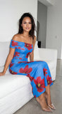 Azura Floral One Shoulder Maxi Dress Blue Multi