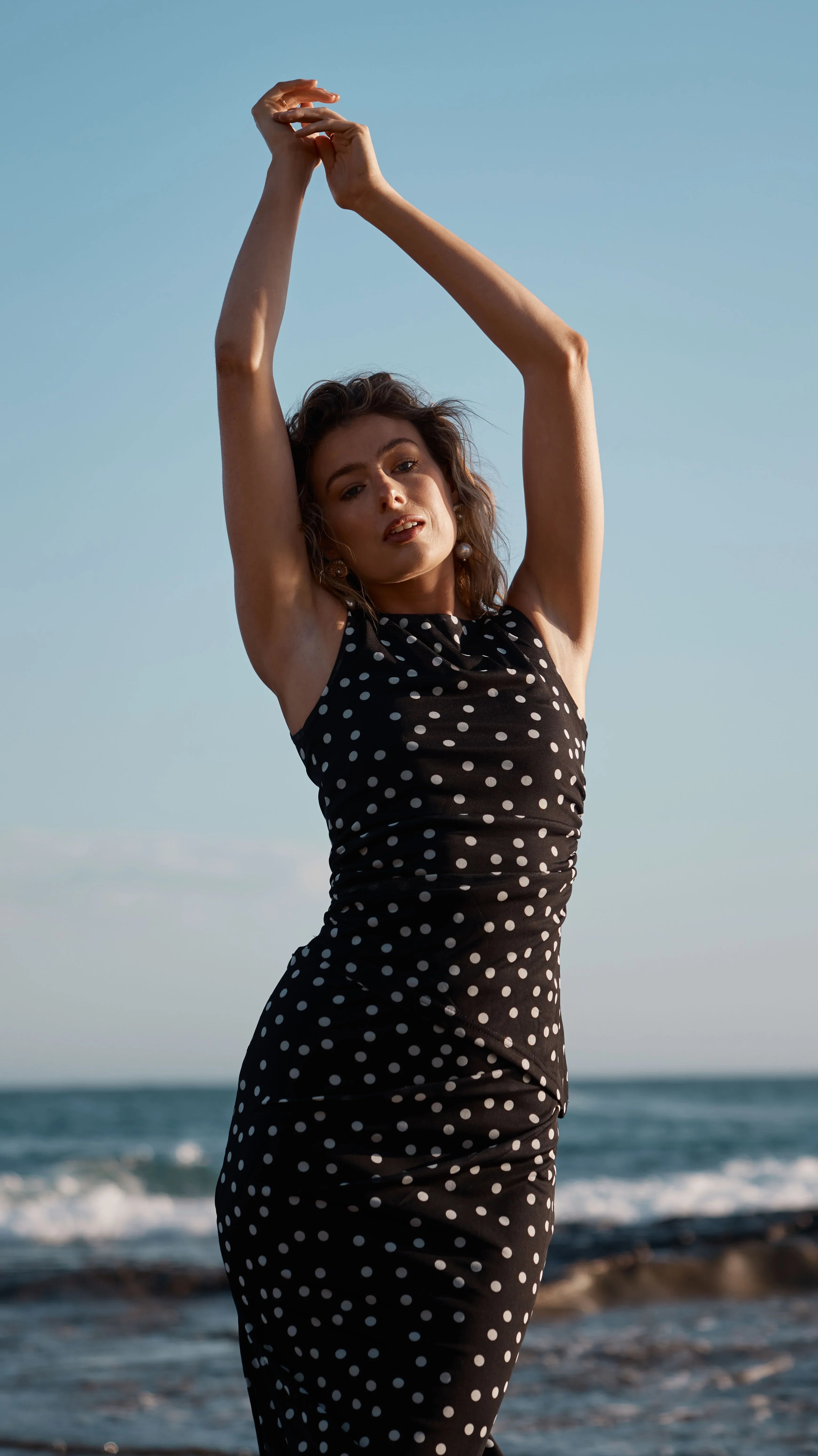 Leighton Top Black White Polka Dot