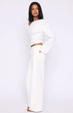 Kalaya Mid Rise Wide Leg Jeans Off White