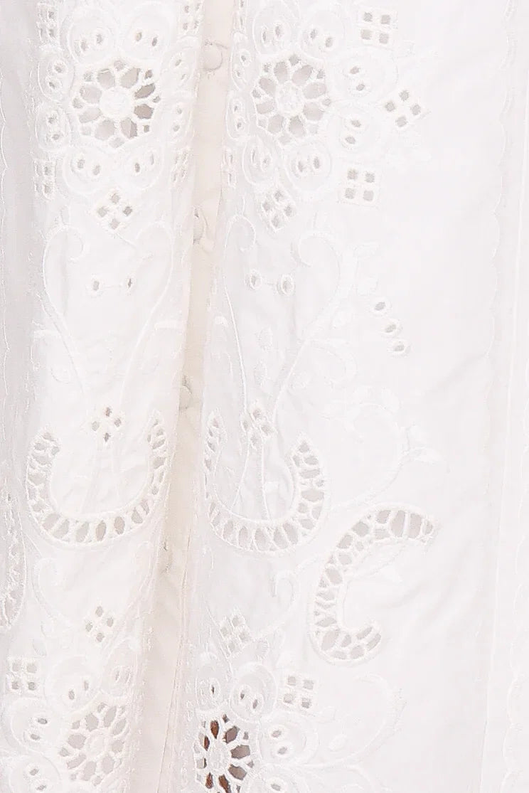 Kye Midi Skirt White Broderie