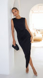 Talyssa Black Wrap Maxi Dress