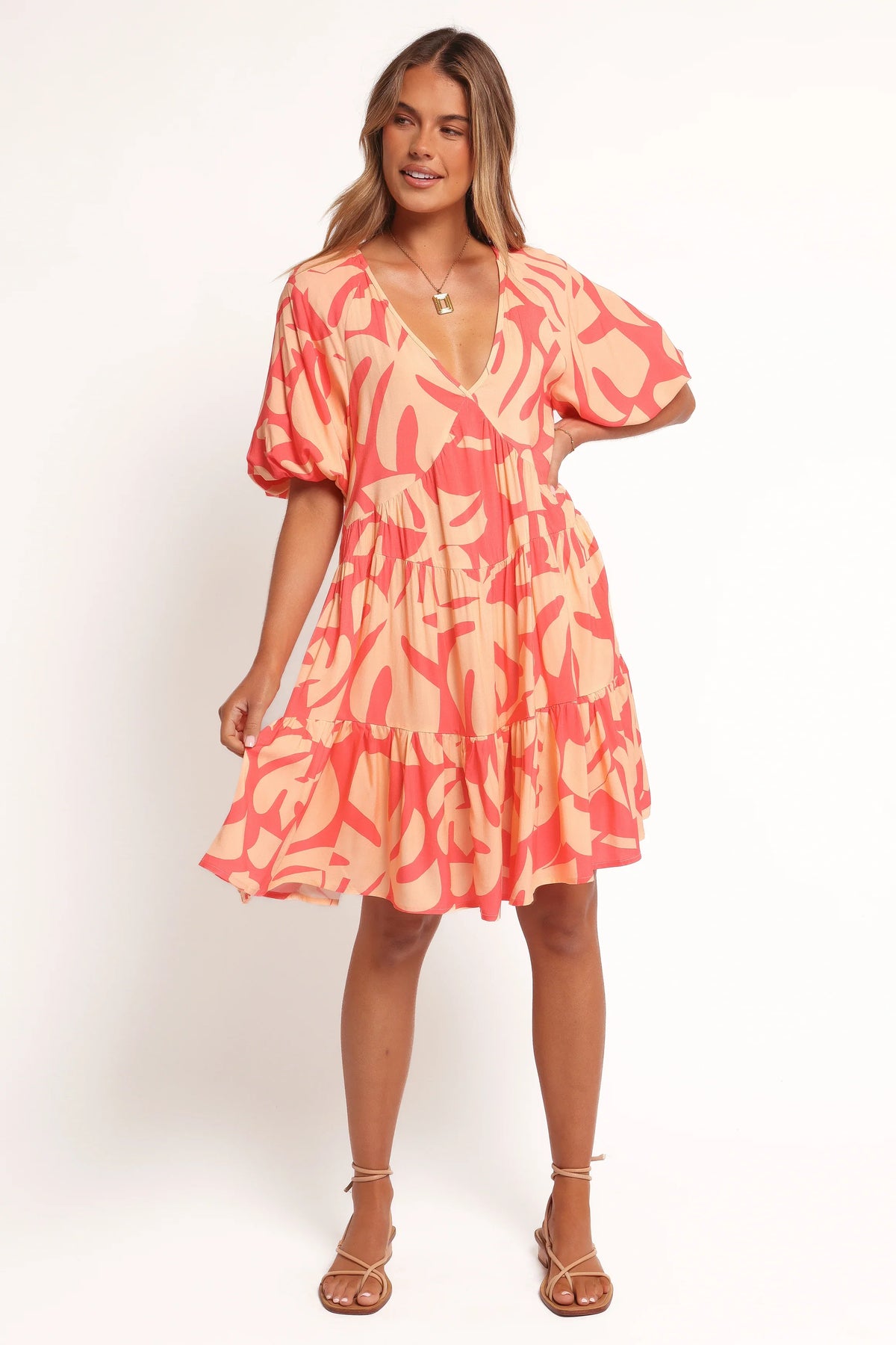 Corinna Mini Dress Coral Print