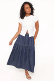 Meadow Midi Denim Skirt Dark Wash