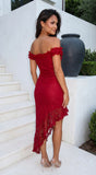 Valentia Lace Hi Low Maxi Dress Red