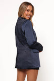 Williams Single Button Matte Satin Blazer Navy