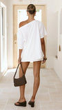 Pia One Shoulder Oversize Tee White