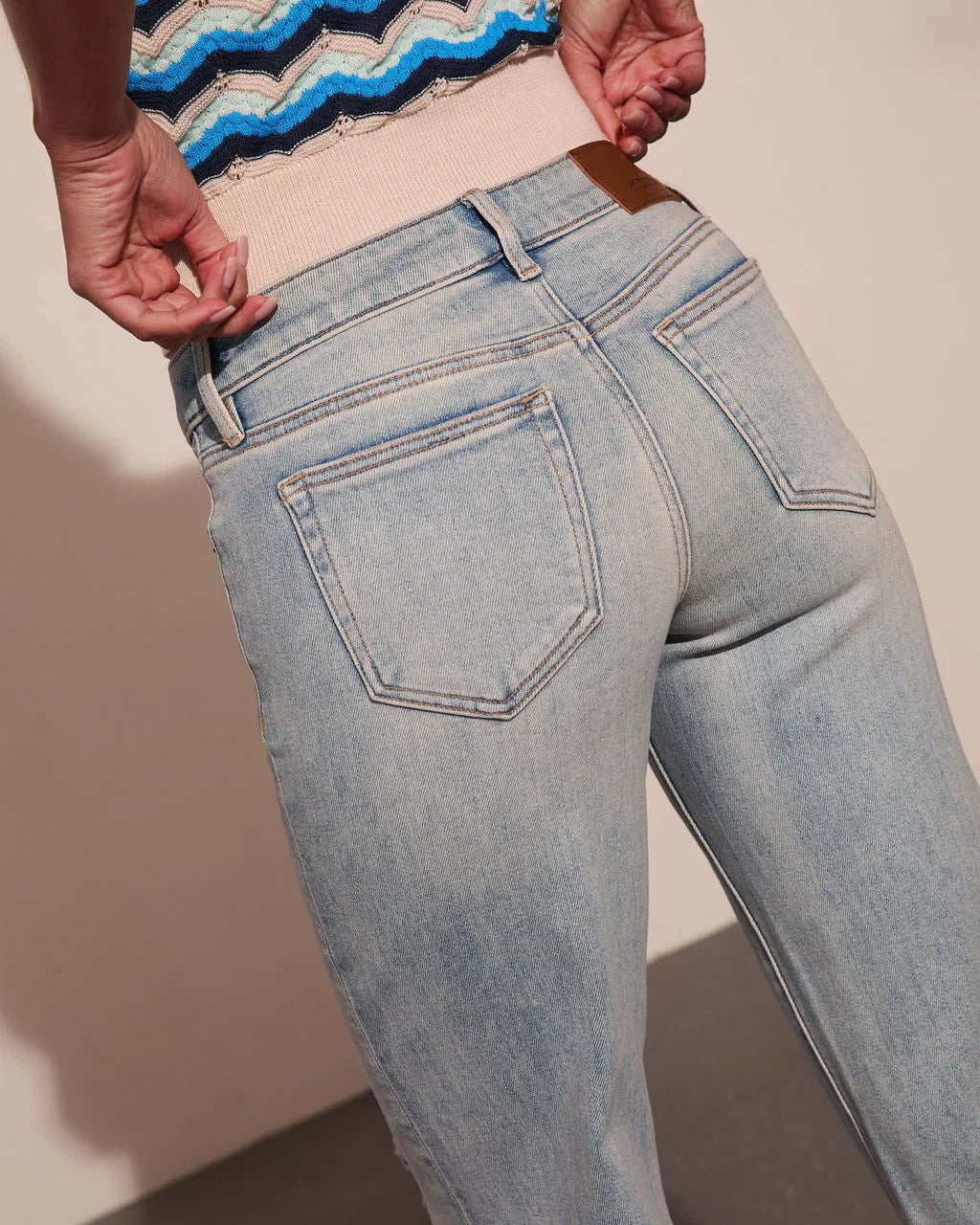 Nyelle Super Stretch Mid Rise Straight Leg Jeans