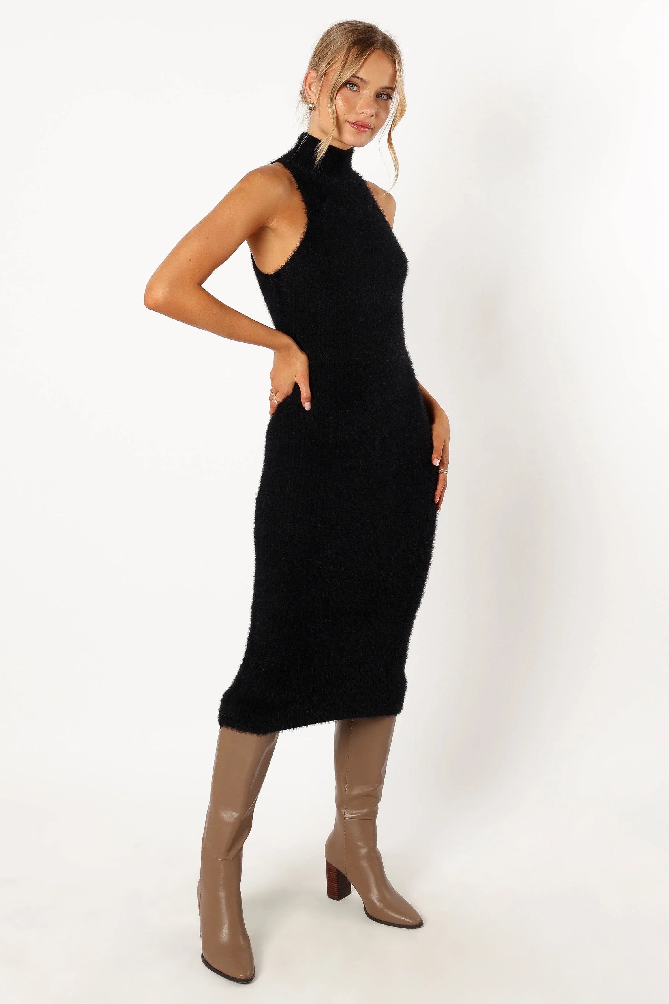 Sunni Turtleneck Midi Dress Black