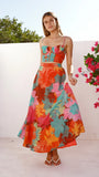 Rixie Maxi Skirt Orange Floral