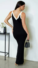 Kiah Two Tone Knit Maxi Dress Black