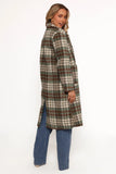 Anika Plaid Long Coat Green Brown