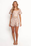 Davina Belted Shorts Cream Multi