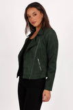 Spencer Faux Suede Moto Jacket Olive