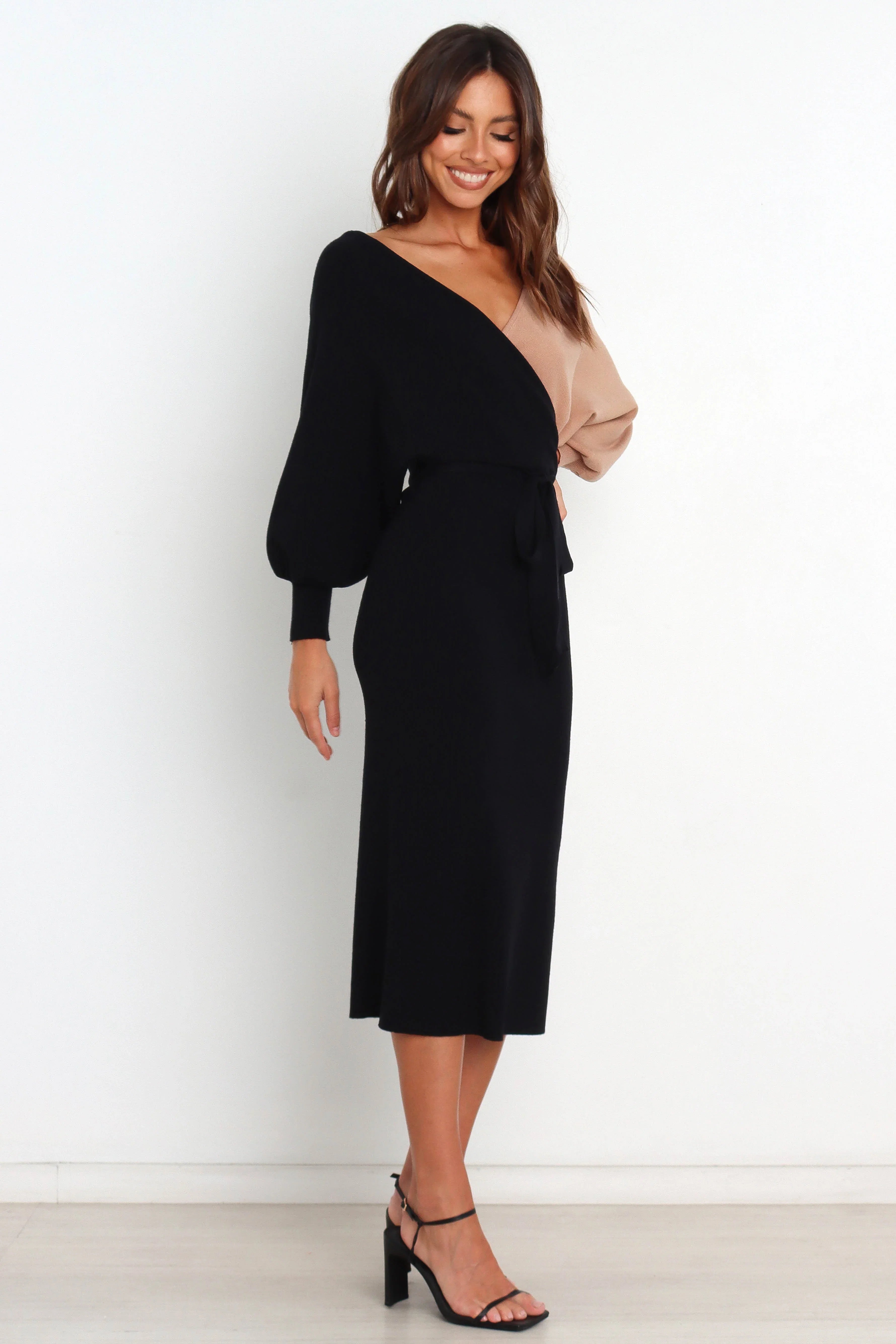 Nate Dress Black Beige