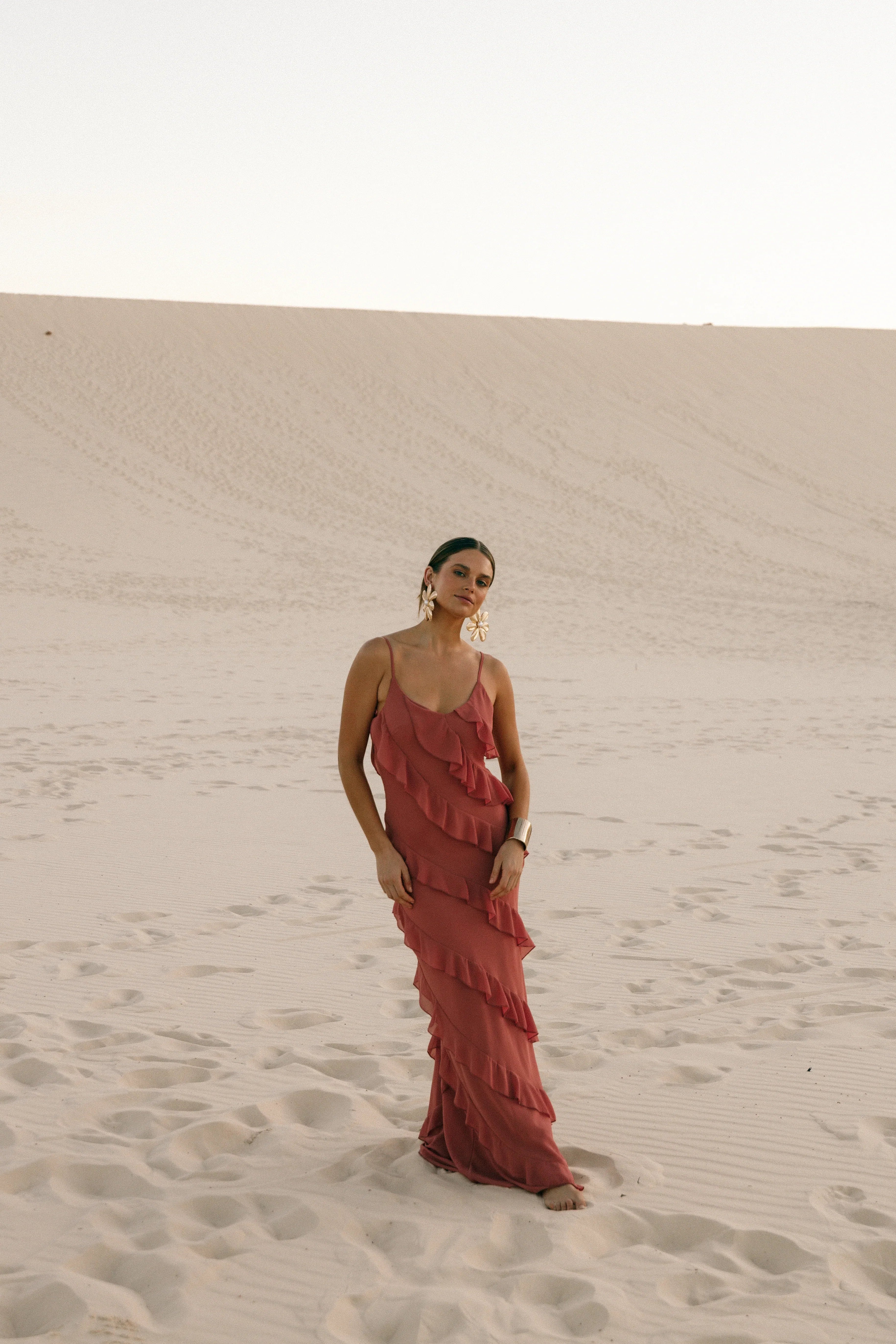 Ciao Ruffles Maxi Dress Rosewood