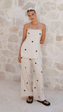 Kailani Strapless Top and Pants Set Oatmeal Black Polka Dot