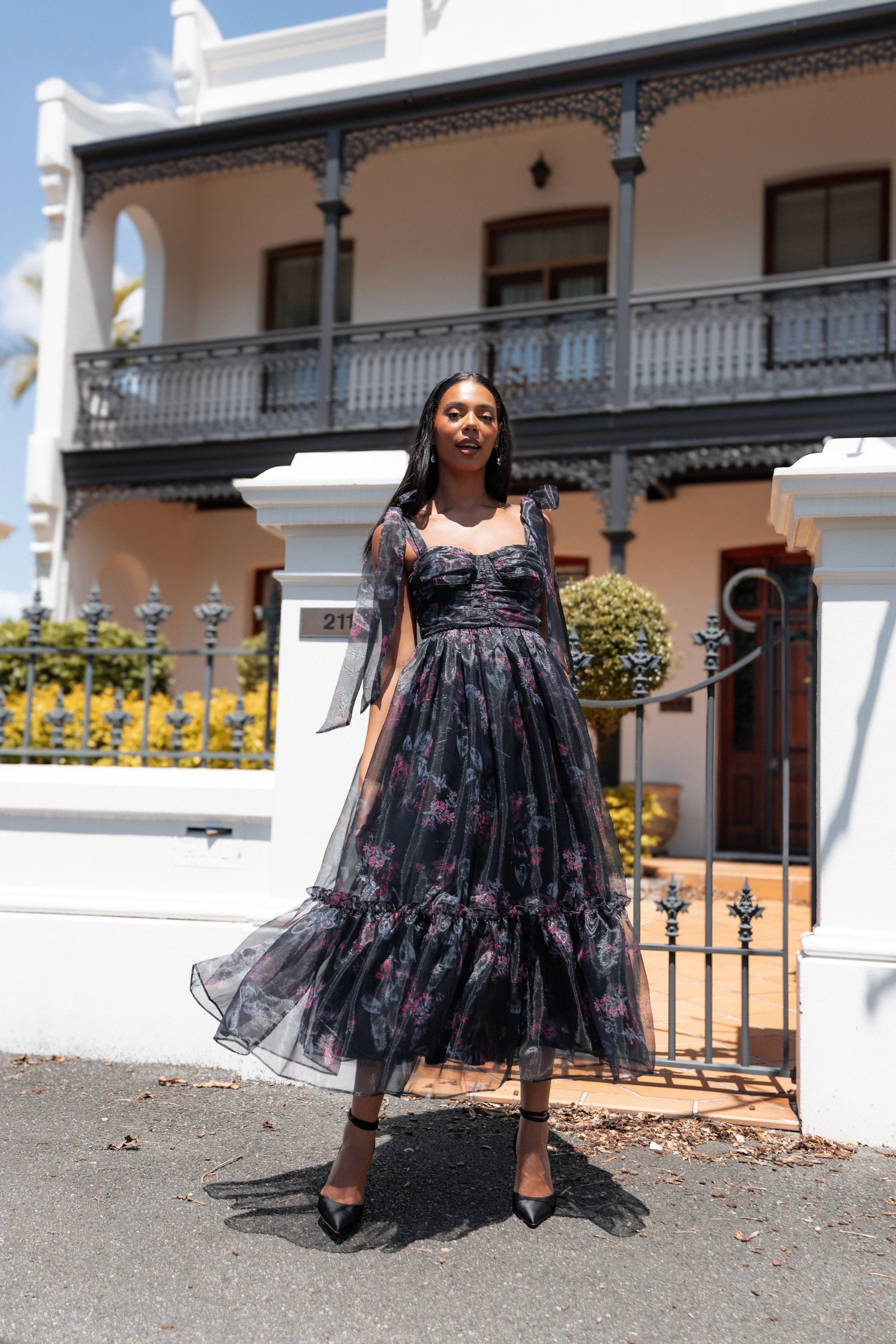 Floret Midi Dress Dark Floral