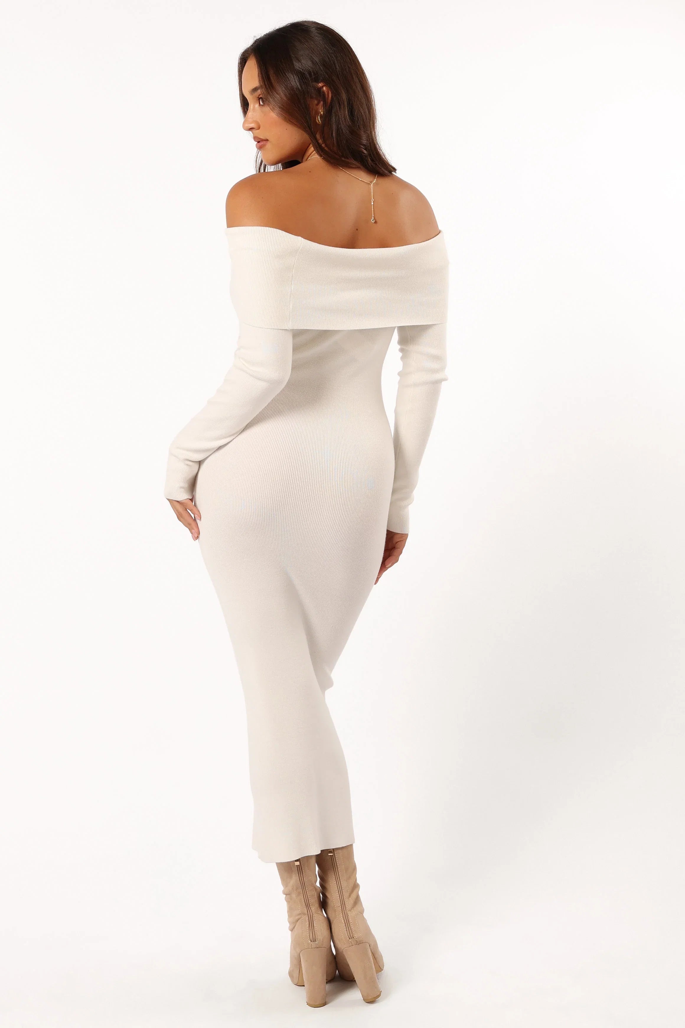 Archie Off the Shoulder Midi Dress White