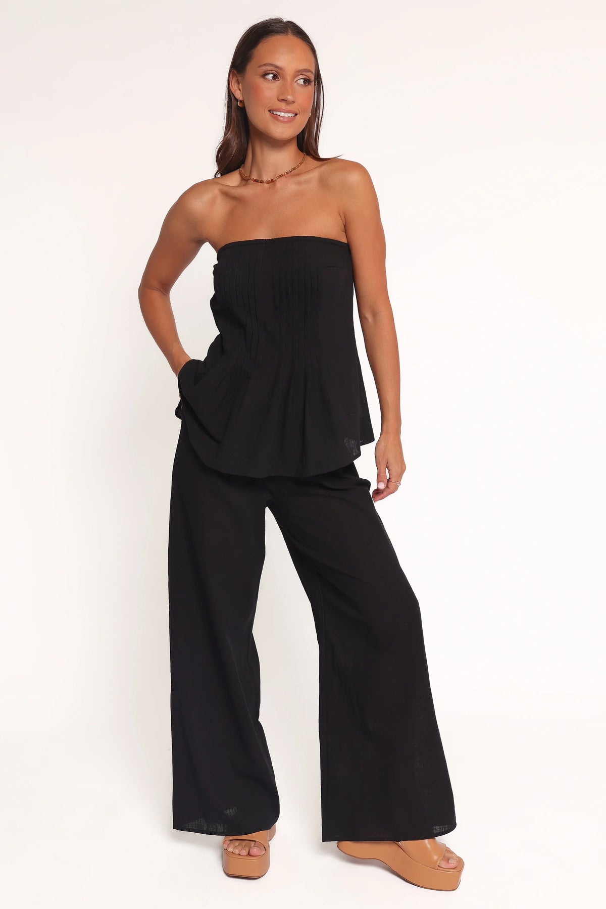 Charlie Strapless Pant Set Black