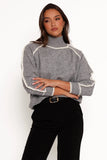 Rylee Contrast Hem Knit Sweater Grey