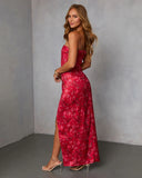 Spiced Cider Satin Corset Maxi Dress