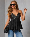 Lush Reign Pleated Chiffon Tank Top