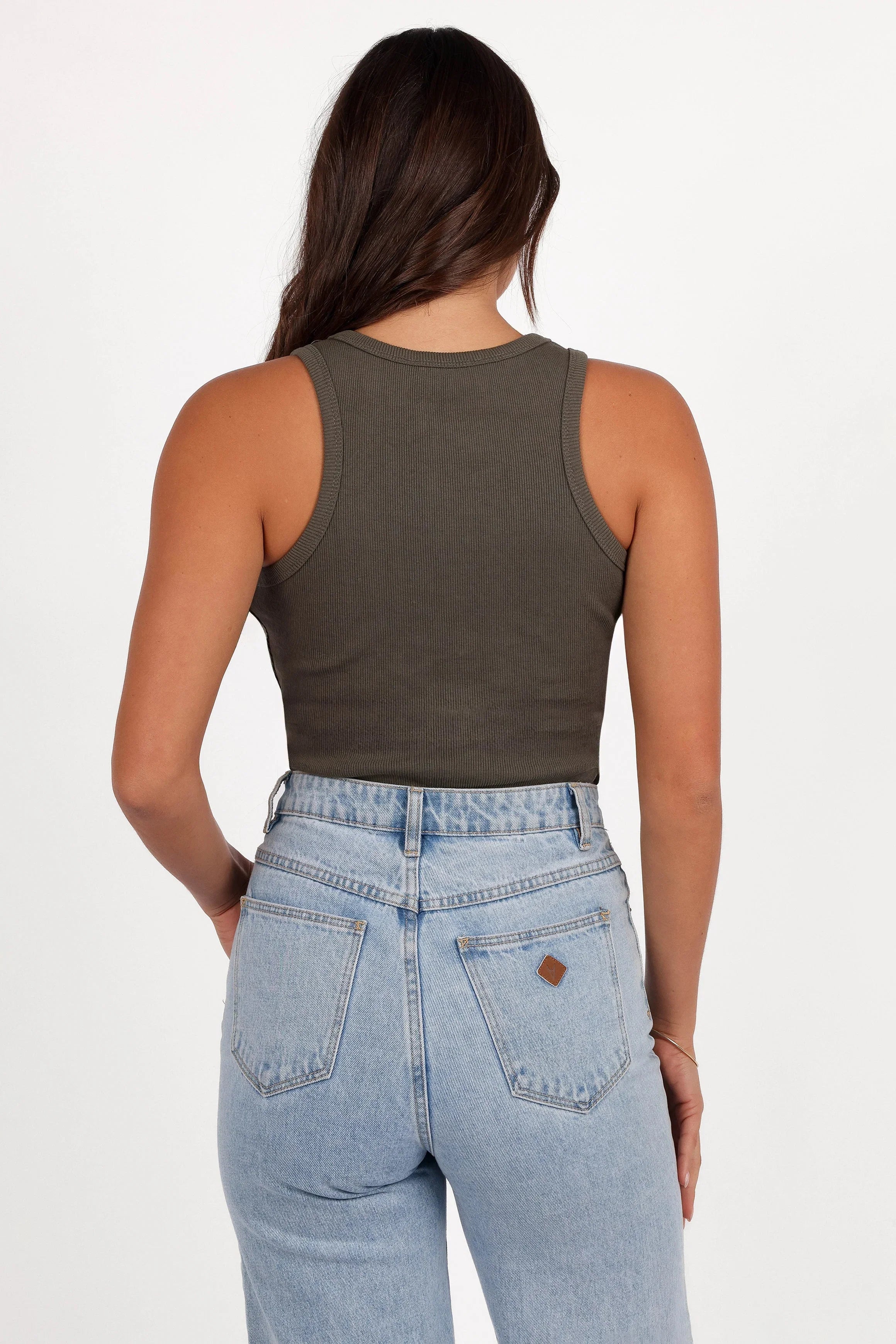 Ari Ribbed Tank Top Olive
