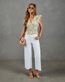 Adilene Floral Print Smocked Waist Peplum Top