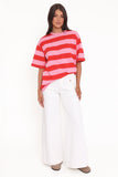 Zestora Tee Red Pink Stripe