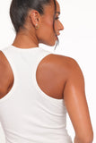 Miles Racerback Rib Knit Tank Top White