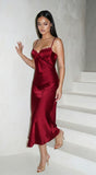 Civelle Satin Maxi Dress Burgundy Red