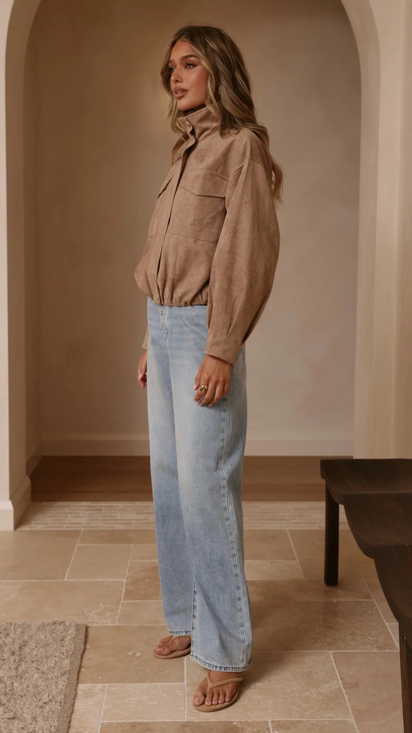 Josh Funnel Neck Jacket Beige