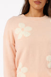 Charlie Flower Knit Sweater Pink