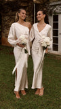 Ivy Long Sleeve Tie Front Maxi Dress Champagne