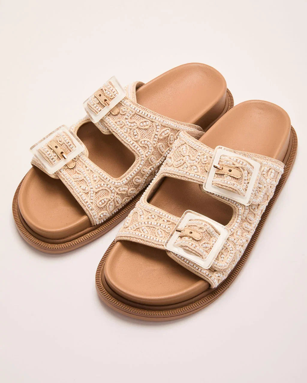 Seaside Solace Embroidered Bead Sandals