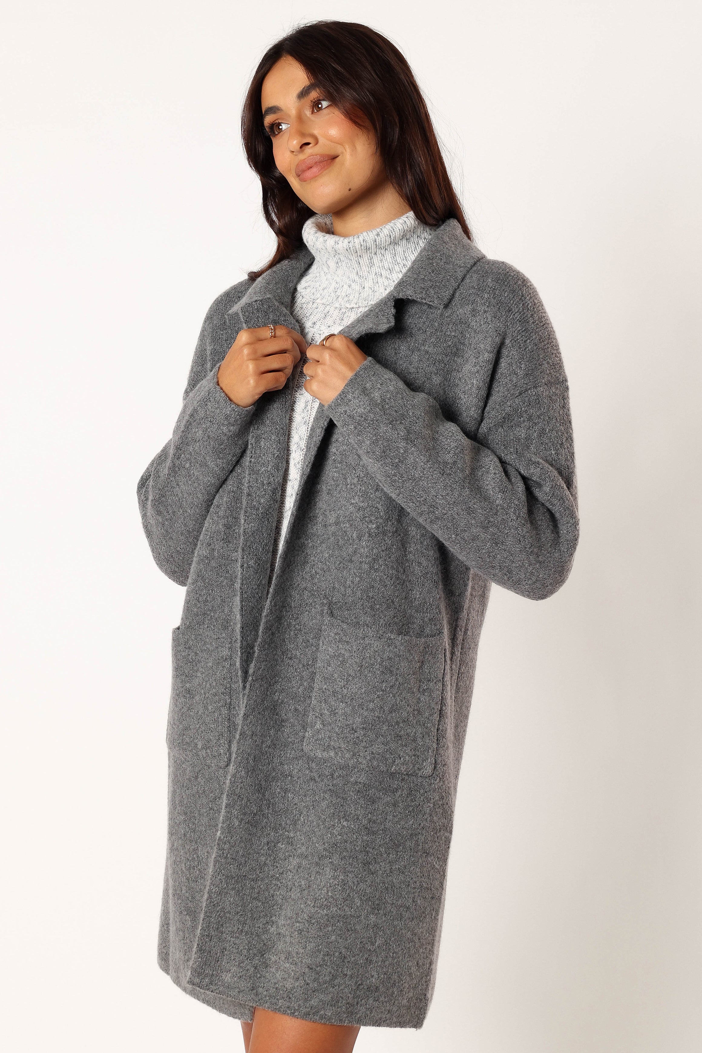 Skylar Open Front Coatigan Grey