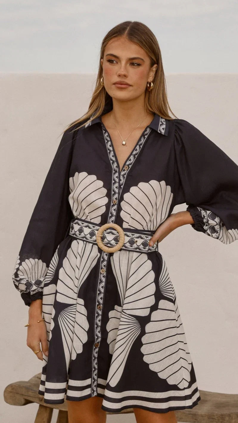 Mariel Long Sleeve Mini Dress Black