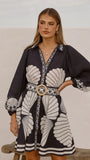 Mariel Long Sleeve Mini Dress Black