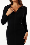 Collins Long Sleeve Midi Dress Black