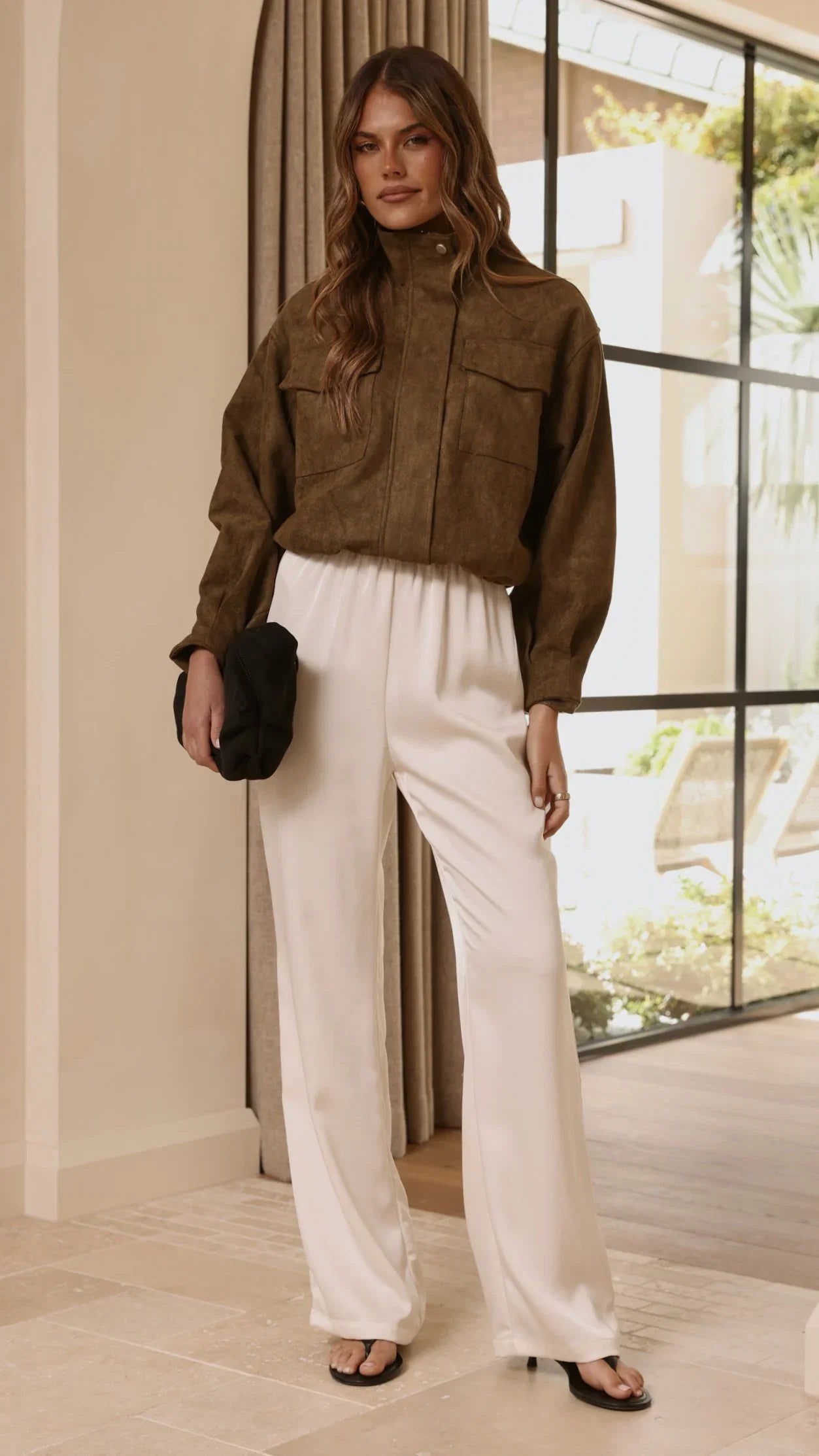 Josh Funnel Neck Jacket Khaki