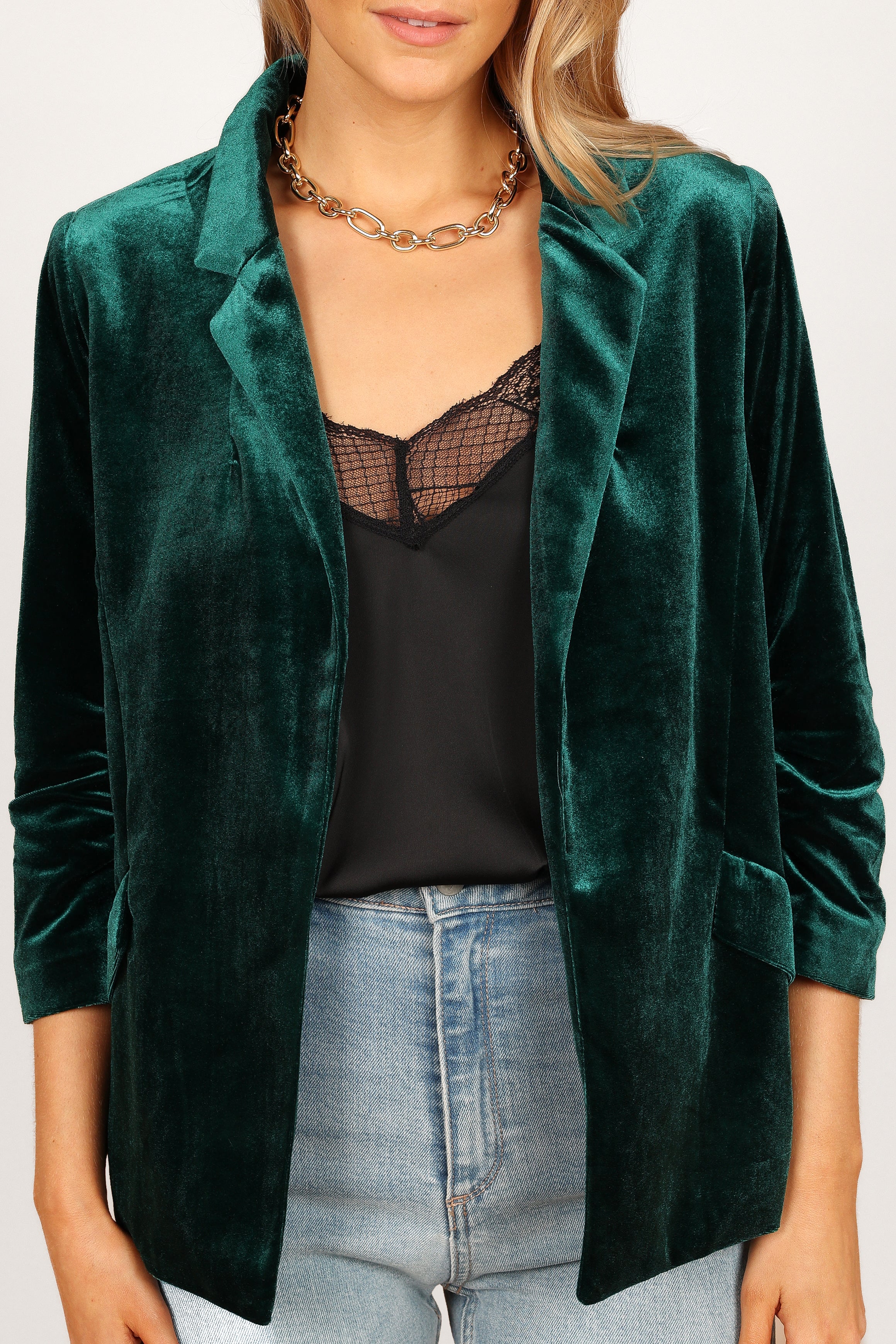 Vera Velvet Blazer Green