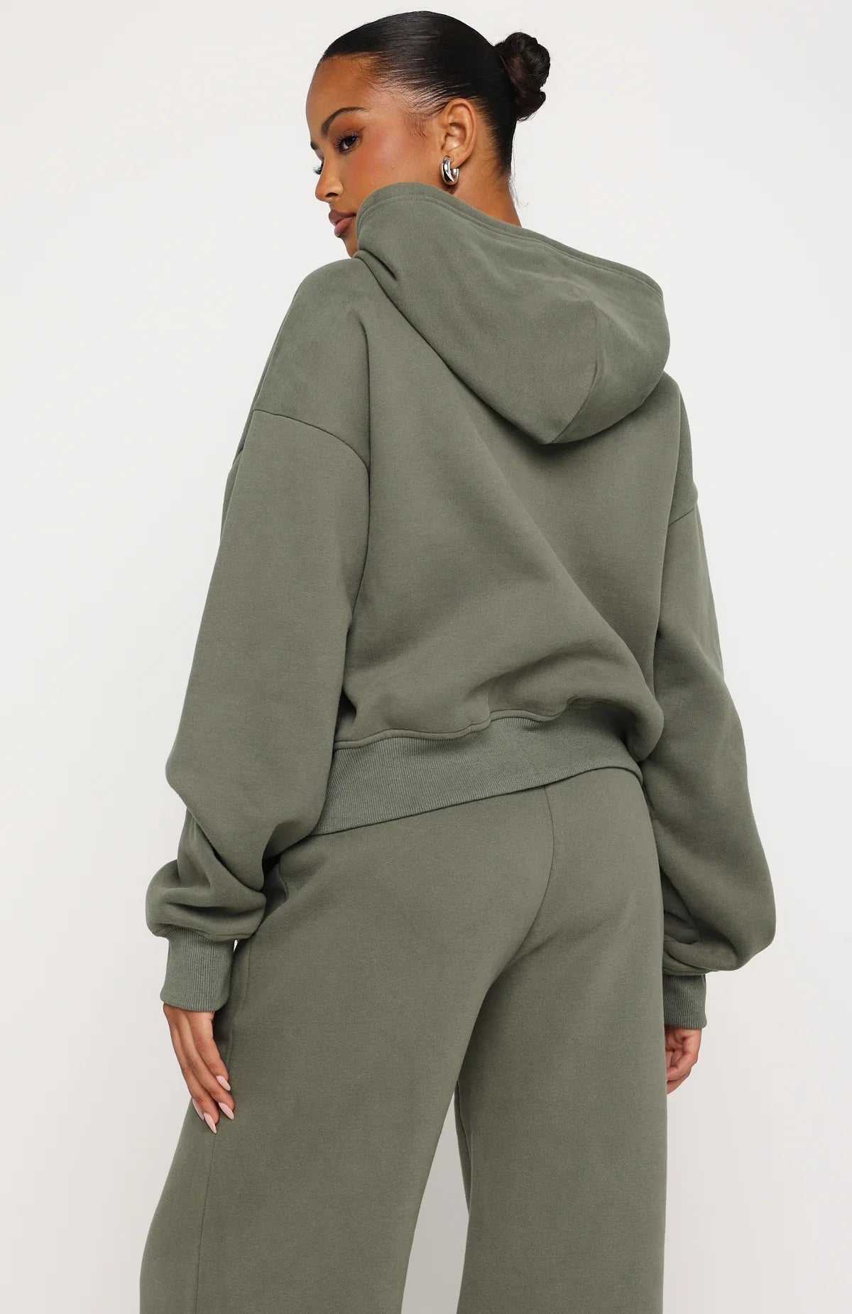 Test Drive Boxy Zip Front Hoodie Khaki