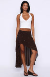 Starry Eyed Sequin Midi Skirt Chocolate